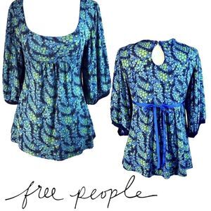 EUC Vintage Free People Floral Vines Babydoll Top